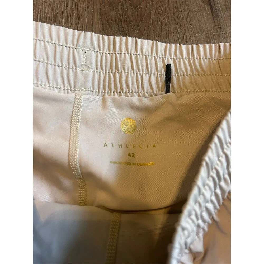 Athlecia Women's Woven Running Shorts Beige Stone Wash Drawstring Size 36